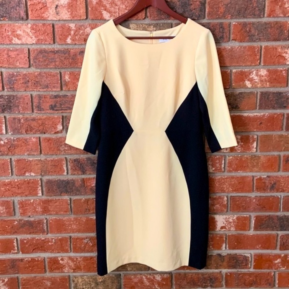 Nine West Yellow Black Colorblock Sheath Dress